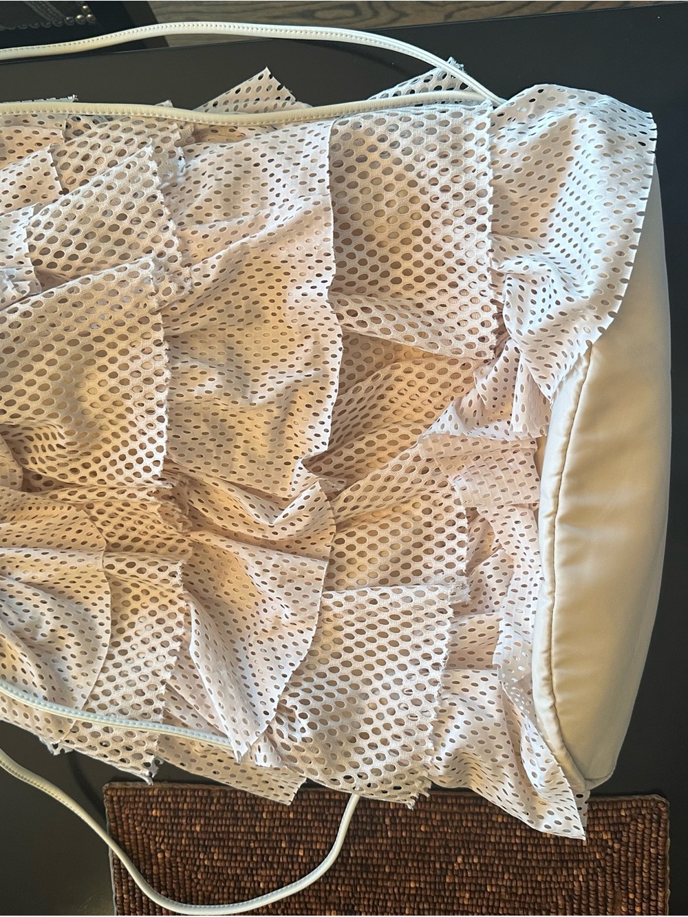 Puma X Fenty Layered Mesh Drawstring Backpack in Cream - Picture 4 of 5